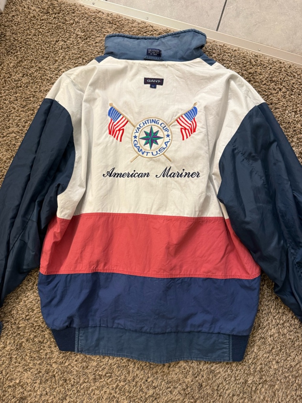 Gant American Mariner Colorblock Windbreaker Jacket - Navy/White/Red